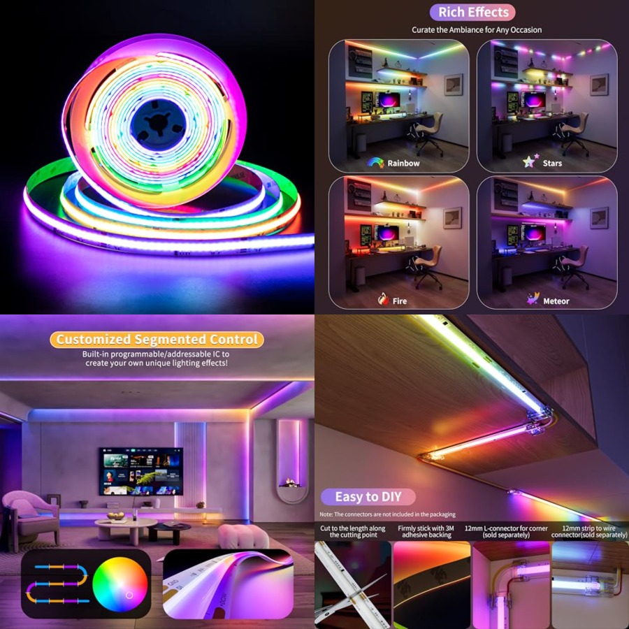 Rgb Light Strip - Bande lumineuse LED COB intelligente RGB