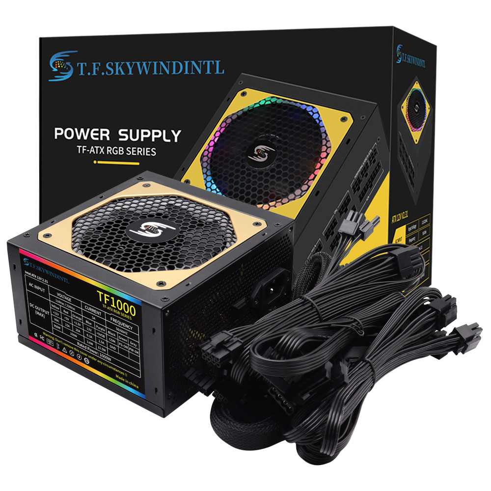 Pc Gaming Watt - T.F.SKYWINDINTL-Alimentation pour PC, 1000 W, RVB,