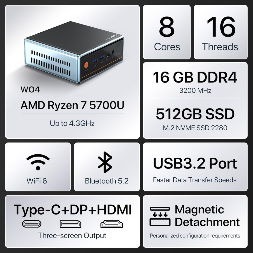 Mini PC AMD Ryzen 7 5700U 8 cœ - Pc Gaming Ryzen 7 avis et prix