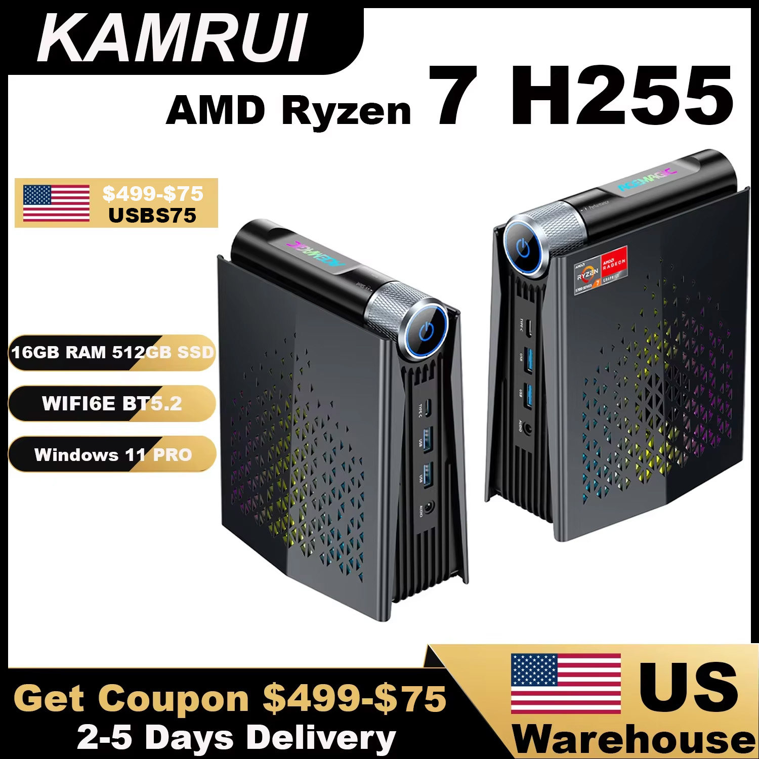 Mini PC de jeu KAMRUI Ryzen 7  - Pc Gaming Ryzen 7 avis et prix