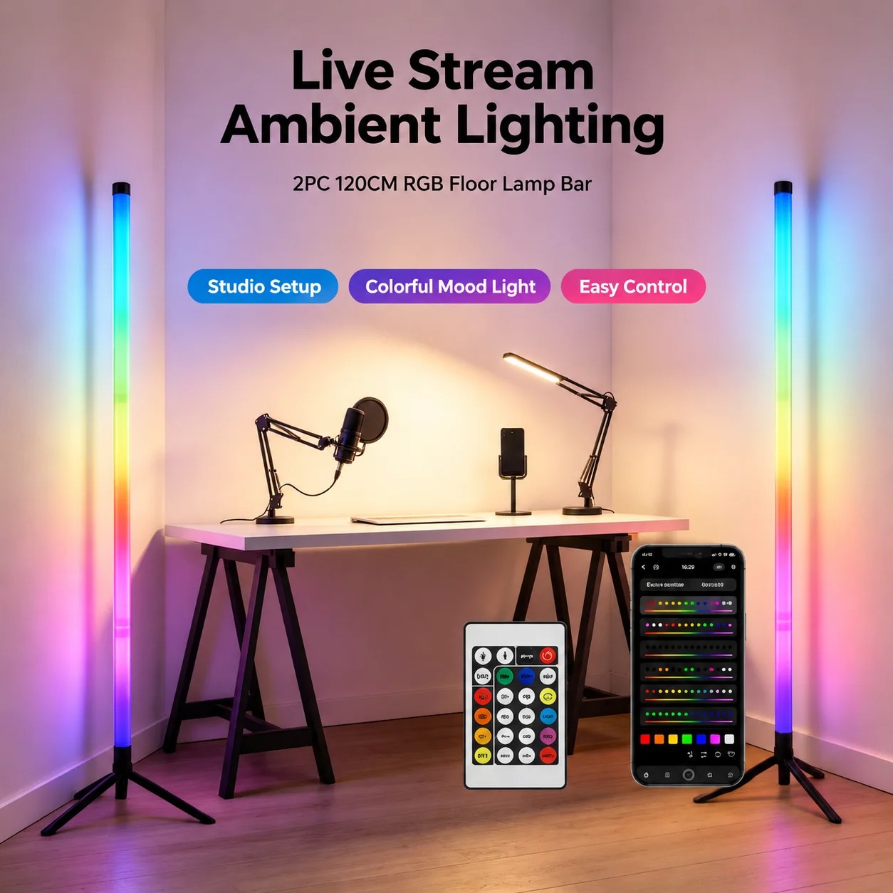 Lot de 2 lampes de sol RGB de  - Rgb Light Strip avis et prix